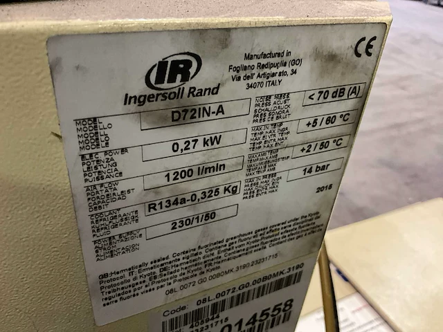 2016 ingersoll rand d72in-a schroefcompressor - afbeelding 4 van  5