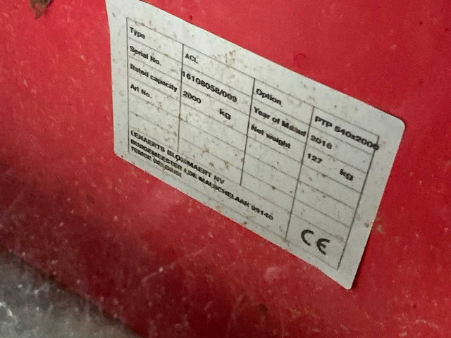 2016 lenaerts blomaerts hand hydraulische palletwagen - afbeelding 4 van  4