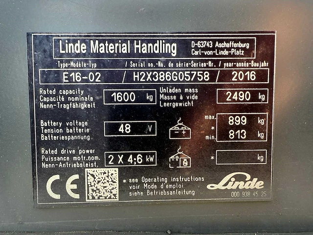 2016 linde e16-02 vorkheftruck - afbeelding 11 van  15