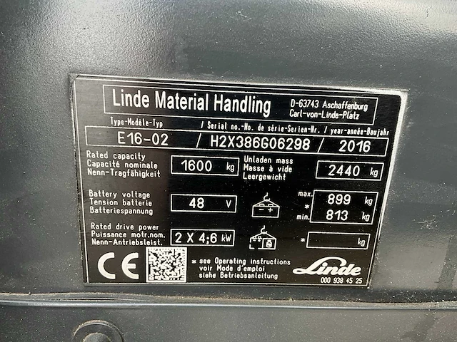 2016 linde e16 evo vorkheftruck - afbeelding 2 van  39
