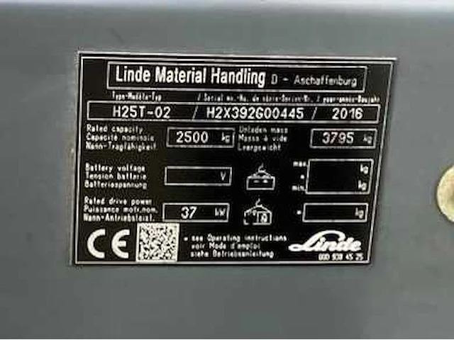 2016 linde h25t vorkheftruck - afbeelding 49 van  53