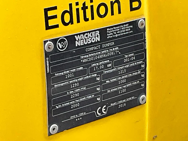 2016 wacker neuson compact dumper 1001 dumpers - afbeelding 7 van  18