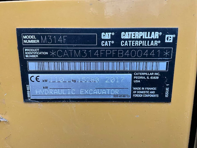 2017 caterpillar m314f banden graafmachine - afbeelding 28 van  40