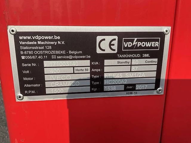2017 himoinsa hfw-60 t5 ins 50hz 400/230v m12 stroomgenerator - afbeelding 5 van  15