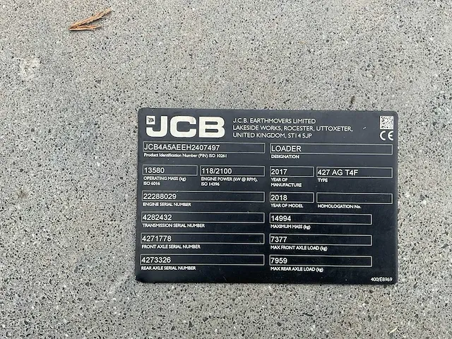 2017 jcb 427 agri shovel - afbeelding 32 van  39