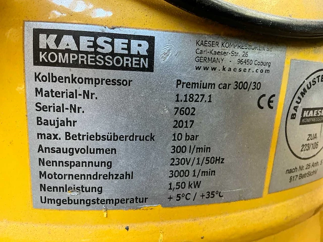 2017 kaeser premium car 300/30 zuigercompressor - afbeelding 8 van  8