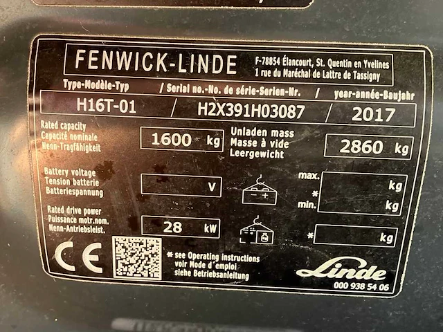2017 linde h16t vorkheftruck - afbeelding 52 van  56