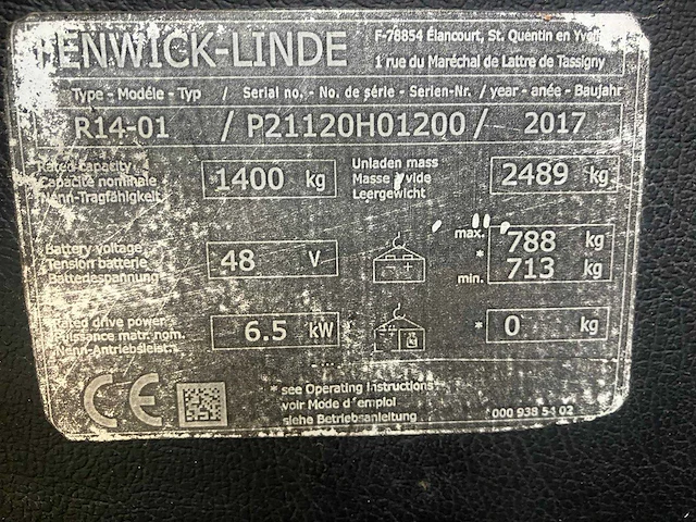 2017 linde r14-01 reach vorkheftruck - afbeelding 42 van  47