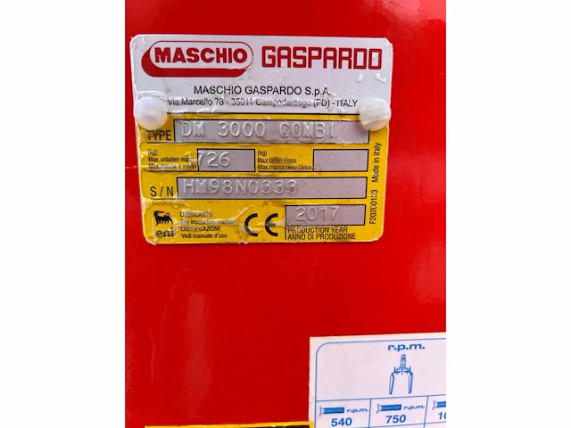 2017 maschio gaspardo dm 3000 combi rotorkopeg - afbeelding 10 van  10