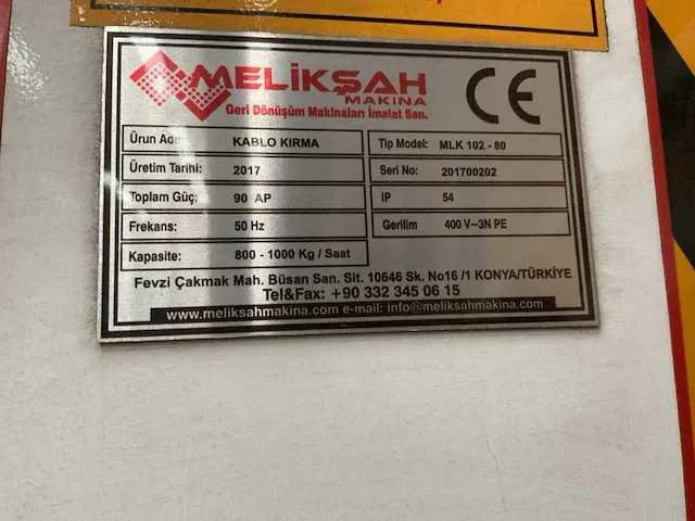2017 meliksahmakina mlk 102-80 granuleermachine - afbeelding 3 van  11