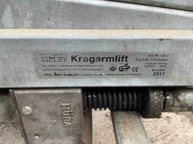 2017 müba 2822 kragarmlift duo hefbalken op wielen - afbeelding 21 van  22