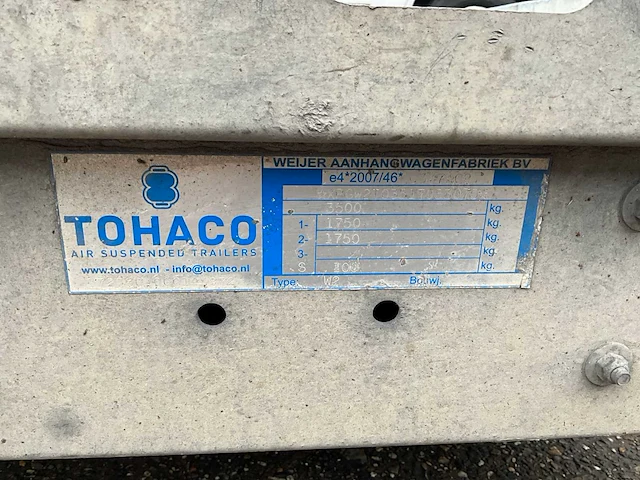 2017 tohaco w2 dubbelas machinetransporter met verstelbare luchtvering - afbeelding 21 van  32