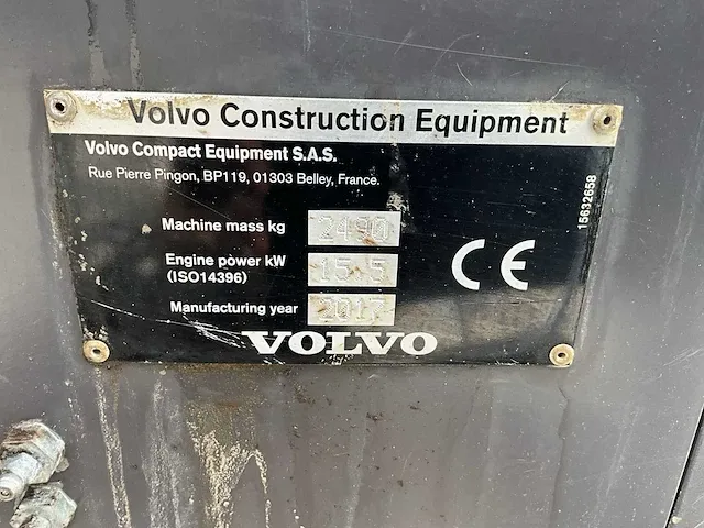 2017 volvo ecr25d midigraafmachine - afbeelding 17 van  25