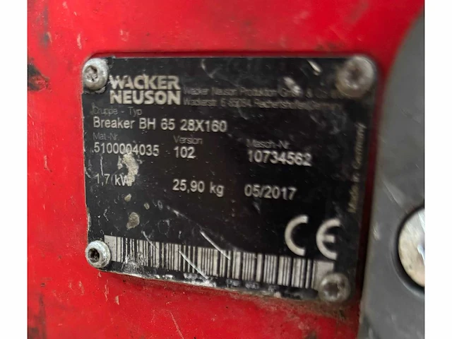 2017 wacker neuson bh65 breekhamer - afbeelding 5 van  5