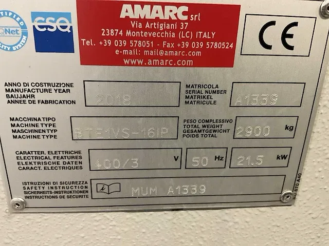 2018 amarc bte1vs-16ip elektrische oven - afbeelding 3 van  12