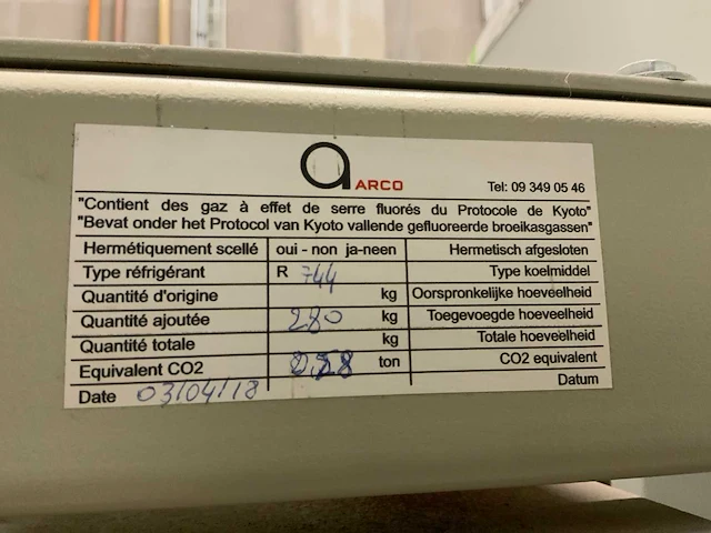 2018 arco bse 85 k koelinstallatie co2 - afbeelding 15 van  17