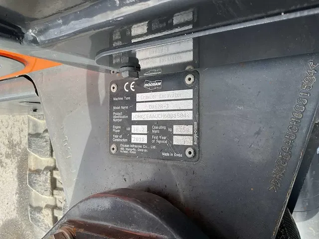 2018 doosan dx62r-3 rupsgraafmachine - afbeelding 2 van  23