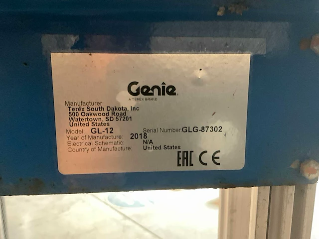 2018 genie gl-12 bouwlift - afbeelding 8 van  8