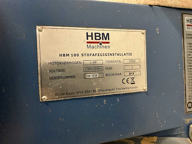 2018 hbm 100 stofafzuiginstallatie - afbeelding 2 van  6