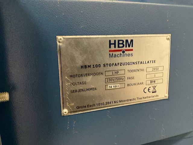 2018 hbm 100 stofafzuiginstallatie - afbeelding 5 van  5