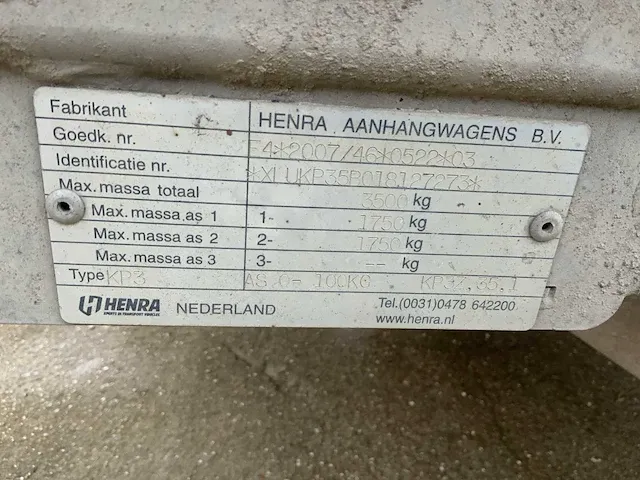 2018 henra kp3 geremde aanhangwagen met 3-zijdige kipper - afbeelding 3 van  15