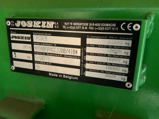 2018 joskin tridem trans-space 8000/27 landbouwkipwagen - afbeelding 3 van  12