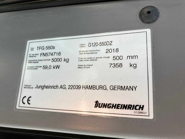 2018 jungheinrich tfg550s vorkheftruck (demotoestel) - afbeelding 74 van  76