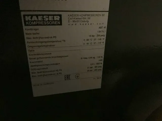 2018 kaeser ask 40t luchtcompressor - afbeelding 2 van  10