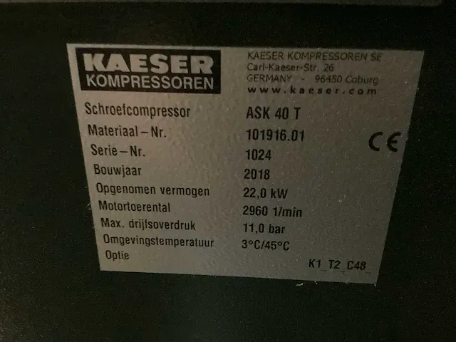 2018 kaeser ask 40t luchtcompressor - afbeelding 10 van  10