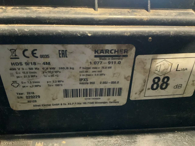 2018 kärcher hds 9/18 4 m hogedrukreiniger - afbeelding 7 van  7