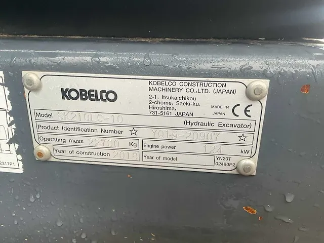 2018 kobelco sk210lc-10 rupsgraafmachine - afbeelding 35 van  41