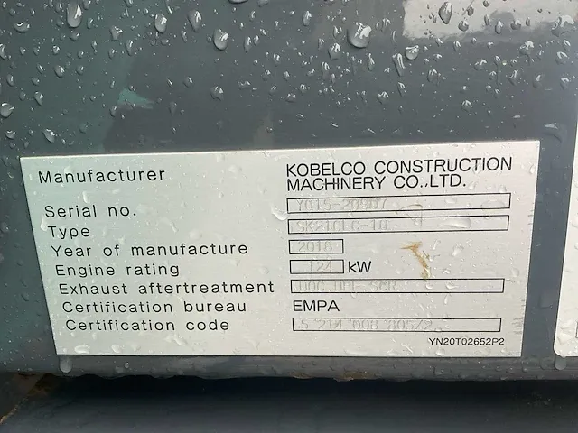 2018 kobelco sk210lc-10 rupsgraafmachine - afbeelding 36 van  41