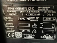 2018 linde h30t vorkheftruck met uitschuifbare lepels - afbeelding 26 van  32