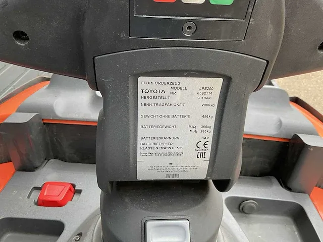 2018 toyota lpe 200 elektrische palletwagen - afbeelding 8 van  8