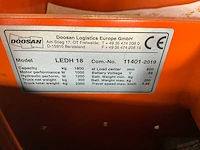 2019 doosan ledh 18 elektrische palletwagen - afbeelding 5 van  5