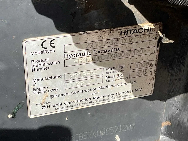 2019 hitachi zaxis zx55u-5a clr rupsgraafmachine - afbeelding 15 van  26