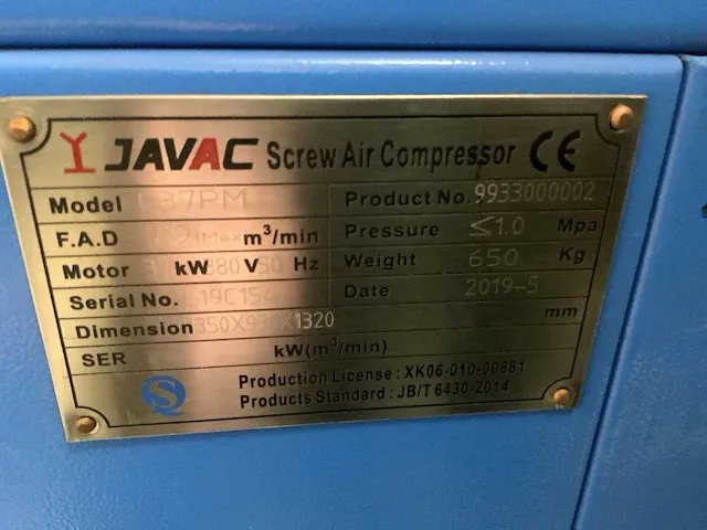 2019 javac c37pm luchtcompressor - afbeelding 3 van  3