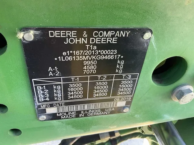 2019 john deere 6135m vierwielaangedreven landbouwtractor - afbeelding 10 van  23
