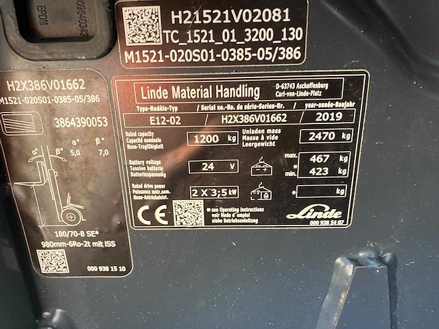 2019 linde e12 elektrische vorkheftruck - afbeelding 61 van  64