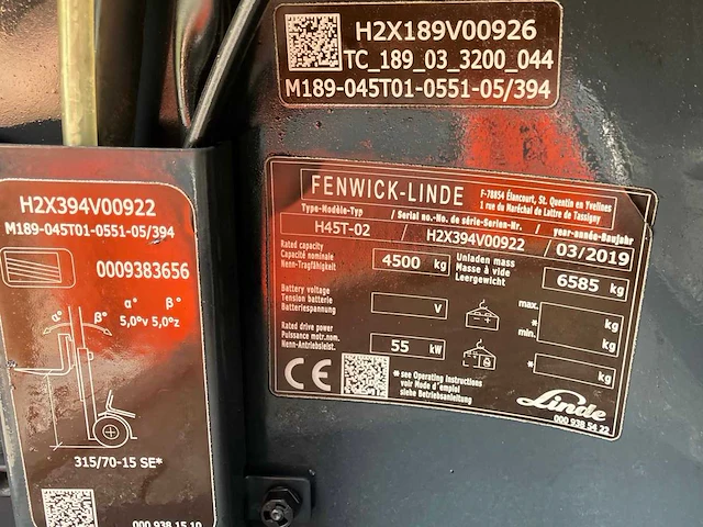2019 linde h45t vorkheftruck - afbeelding 20 van  84