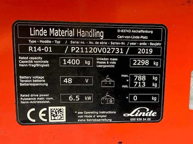 2019 linde r14 reach truck met lage mast - afbeelding 38 van  43