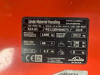 2019 linde r14 reach truck - afbeelding 46 van  50