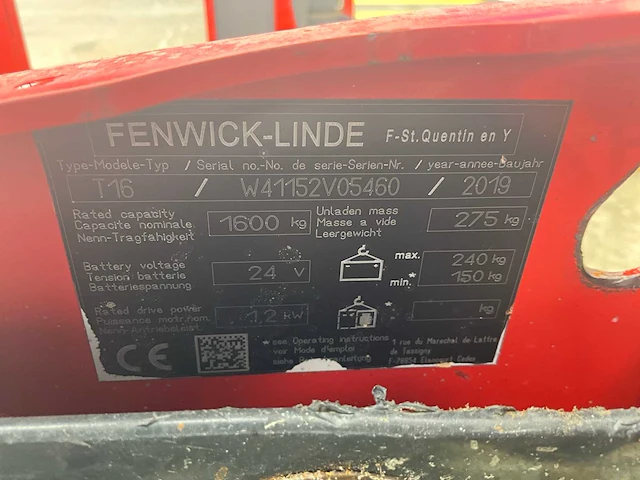 2019 linde t16 elektrische palletwagen - afbeelding 9 van  9