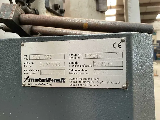 2019 metallkraft mks 350 afkortcirkelzaagmachine - afbeelding 5 van  6