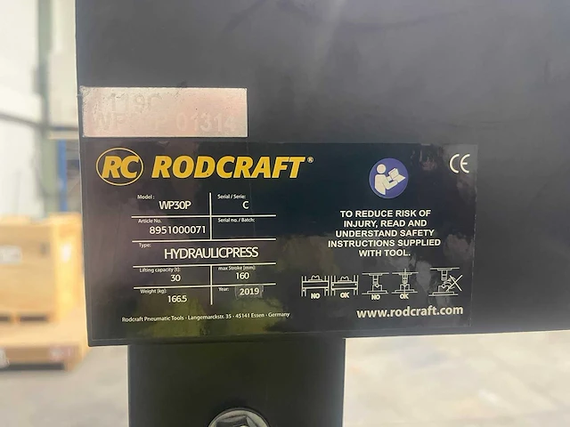 2019 rodcraft wp30p hydraulische pers - afbeelding 6 van  14