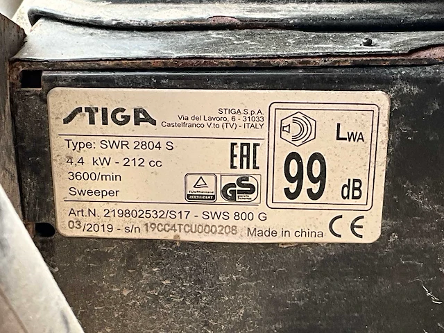 2019 stiga swr 2804 s borstelmachine - afbeelding 9 van  18
