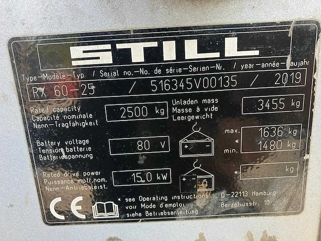 2019 still rx60-25 elektrische vorkheftruck met roterend vorkenbord - afbeelding 50 van  54