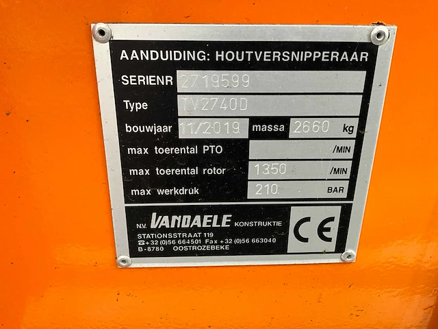 2019 vandaele tv 27-40 getrokken houthakselaar - 312h - afbeelding 24 van  33
