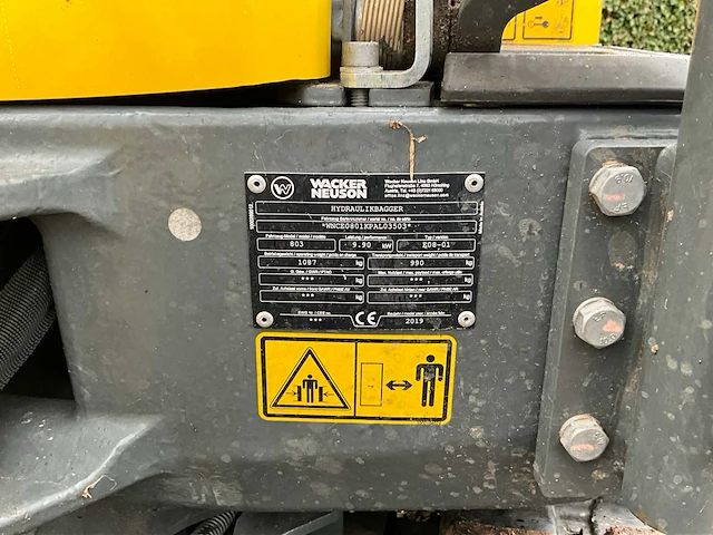 2019 wacker neuson 803 minigraafmachine met *157,9 draaiuren* - afbeelding 7 van  49