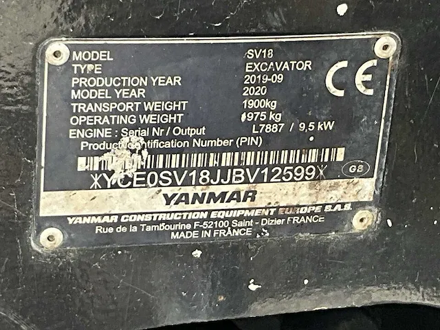 2019 yanmar sv18 minigraafmachine - afbeelding 18 van  25